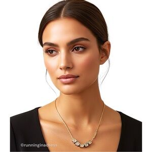 Authentic Chloé Alphabet Cube Logo Charm Necklace In Vintage Gold & Silver